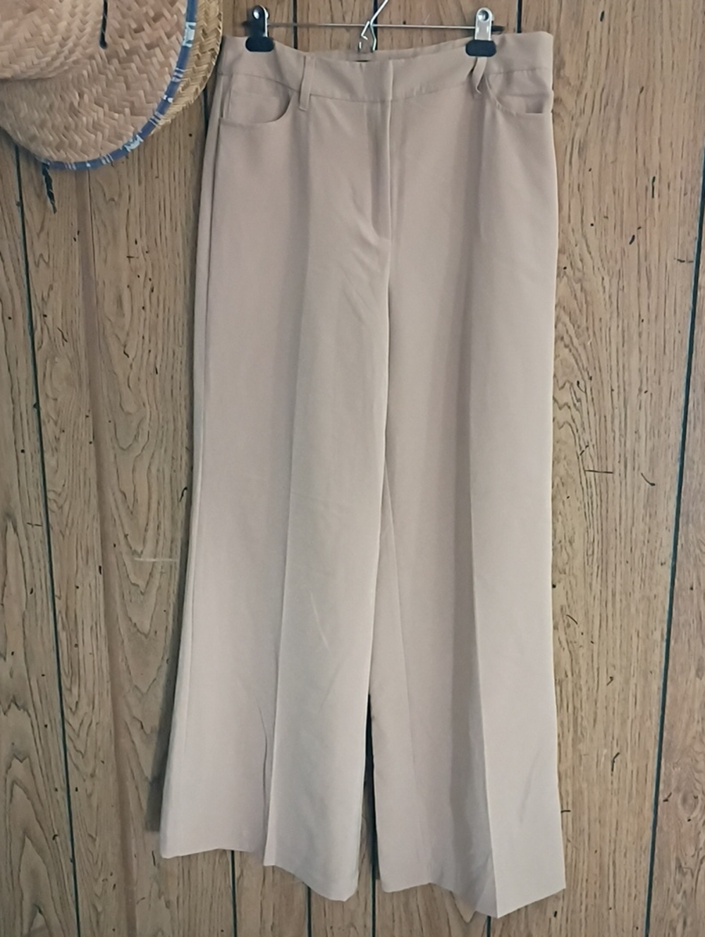New York & Company Wide-Leg Trousers in Light Beige
